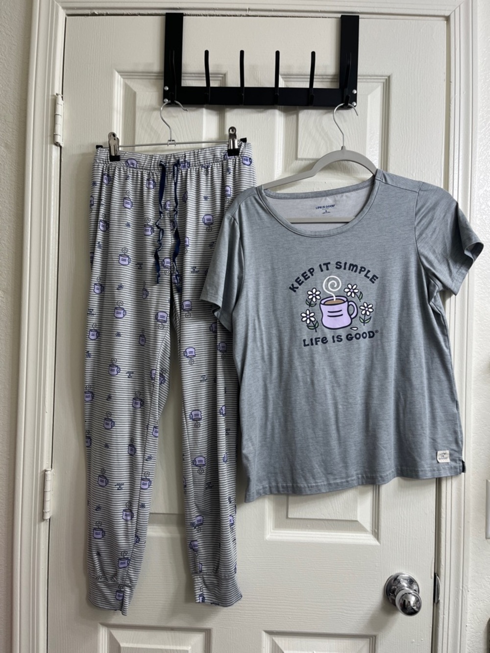 Life Is Good Gray & Purple "Keep It Simple" Kids Pajama Set